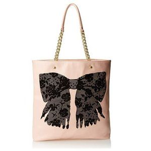 Betsey Johnson Flock-A-Bows Tote Bag NWT Blush